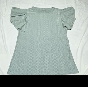 ePretty Mint Lace Eyelet Blouse with Ruffle Sleeves